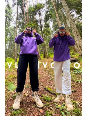 Vladivosto Unisex 2 Iplik Kışlık Büyük Beden Bol Kalıp Gri Siyah Kadın Yüksek Bel Baggy Oversize Eşofman Altı