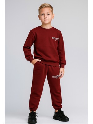 Jabber Erkek Çocuk Yazı Baskılı Fırçalı Yıkamalı Kumaş Lastikli Bel Cepli Bağcıklı Eşofman Takımı