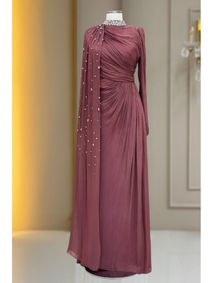 Amine Hüma Helen Abiye Elbise Gül Kurusu