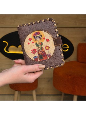 Mexican F. Kahlo Figürlü Küçük Cüzdan Etnik Bohem Retro Style - Kahve
