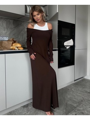 New Station Yaka Süprem Maxi Elbise