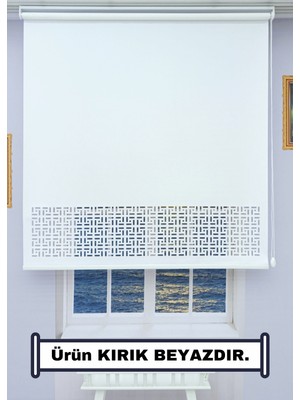 ESDEH Kalın Kumaşlı Kırık Beyaz Lazer Stor Perde 30 cm Yüksekliği ile Salon Kullanımına Uygun