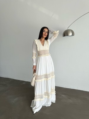 New Station New Statıon Püskül Güpür Maxi Elbise