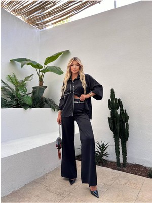 New Station New Statıon Ipek Saten Gömlek Pantolon Takım