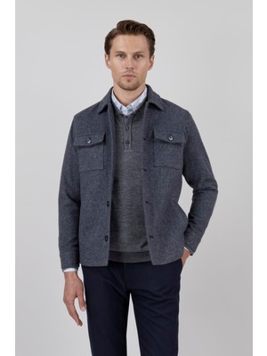 Paco Romano Erkek Lacivert Bebe Yaka Mont