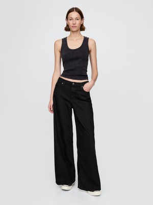 Gap Kadın Siyah Mid Rise Ultrasoft Baggy Jean Pantolon