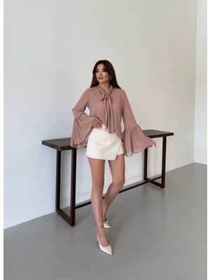 New Station Remoda Ispanyol Kol Trasparan Bluz