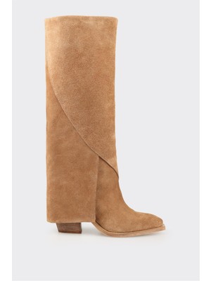 ELLE Kadın Western Çizme Naturel Deri Malzeme ile Şık Tasarım ve Konfor Özelliği