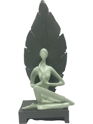 Yapraklı Yogacı Kadın Biblo Yeşil 24CMX10CM