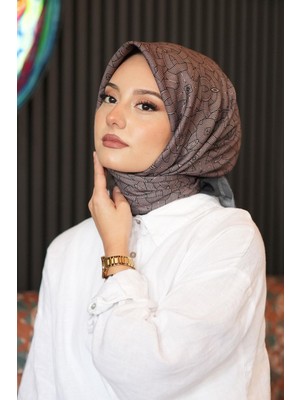 Afvente Geometrik Desen Siyah Pamuk Eşarp