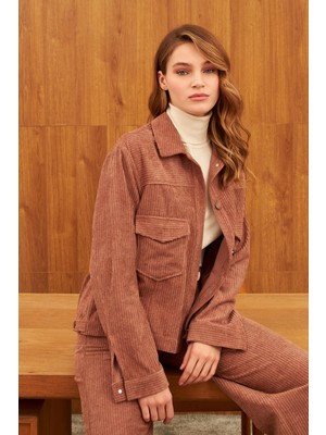 Stella Pulvis Kahverengi Fitilli Kadife Gömlek Ceket