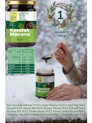 1 Kavanoz 420 gr Kozak Bergama Vakfı Giritli Metin Efendi Kozalak Macunu