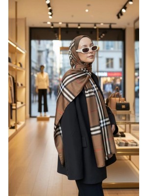 Verahed Ekose Desenli Şal Ince Dokuma Mevsimlik Günlük Kullanımına Uygun Kadın Şal