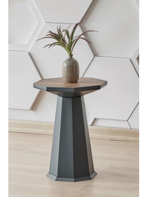 Altınaks Mobilya Elegance Sehpa,tekli Sehpa,yan Sehpa,zigon Sehpa - Antrasit & Barok (Ceviz) Renk Tabla