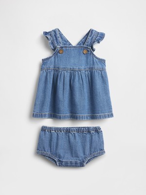 Gap Bebek Mavi Denim Elbise Outfit Set