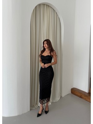 New Station New Statıon Fransız Midiboy Dantel Elbise