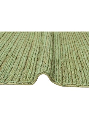 Akbel Halı Netra Yeşil XW - El Dokuma Jüt Hasır Halı Naturel Örgü Desen