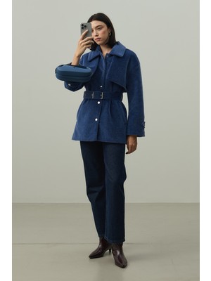 Fahhar Rüzgarlık Detaylı Ceket Kaban Mavi