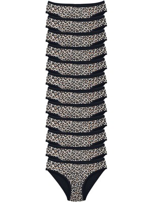 Leopardess 12 Adet Leopar Desenli Likralı Yumuşak Dokulu Kadın Slip Külot