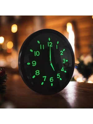 Bahat Fosforlu Kabartma Rakam Karanlıkta Parlayan Siyah Plastik Duvar Saati 30 cm