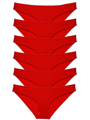 Leopardess 6 adet Süper Eko Set Likralı Kadın Slip Külot Kırmızı