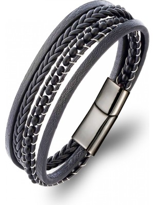 Mat Oniks Doğaltaş ve Deri Bileklik