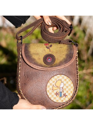 Küçük Prens Figürlü Çapraz Örgülü Kol Çantası Etnik Bohem Style - Kahverengi