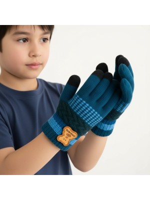 Gigi Giyim Ayıcık Detaylı Örme Erkek Çocuk Eldiven