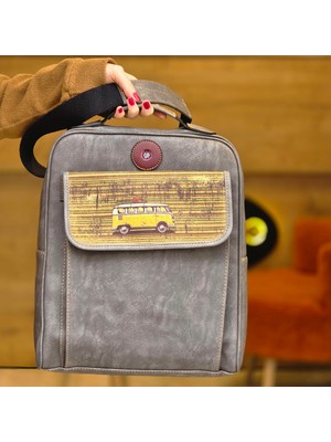 Wosvos Figürlü Unisex Canta Hem Sırt Hem Capraz Hem Elde Etnik Bohem Style - Gri