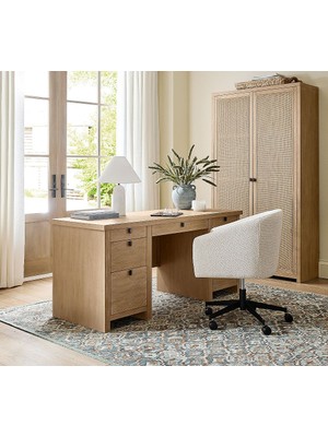 Arion Masif Çalışma Masası – Doğal Ahşap, El Işçiliği, Geniş Depolama, Country Tasarım