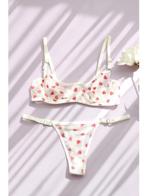 Lovenel Brode Kalplı Puantiyeli Tül Takım