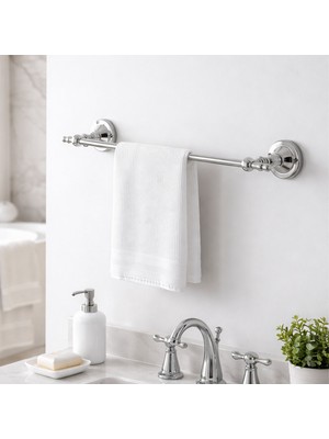 Badem10 Uzun Havluluk Krom Duvara Monte Paslanmaz Metal Banyo Havlu Askısı Modern Şık Dayanıklı Tasarım