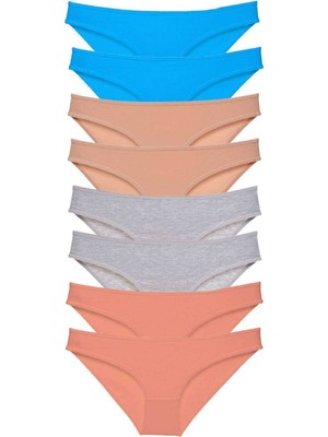 Leopardess 8 adet Süper Eko Set Likralı Kadın Slip Külot Ten Gri Pudra Mavi