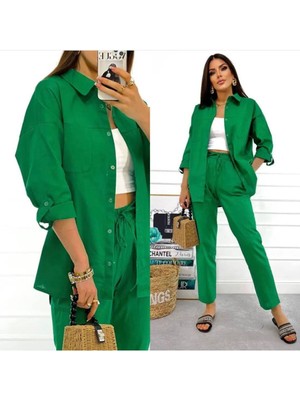 New Station New Statıon Airobin Keten Gömlek Pantolon Takım