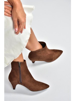 Fox Shoes R404710002 Kahverengi Süet Alçak Topuklu Kadın Bot