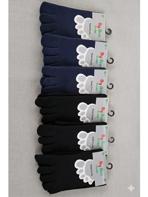 By Bnn Socks;  Bambu Parmaklı Çorap; Asorti 6'lı Setler (3 Farklı Set )