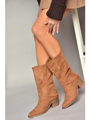 Fox Shoes T936042502 Taba Kalın Alçak Topuklu Kadın Bot