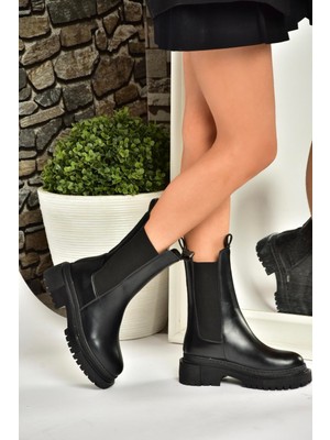Fox Shoes T652449009 Siyah Kalın Tabanlı Kadın Bot