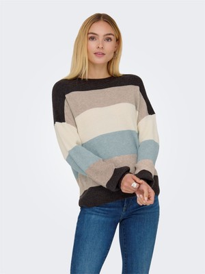 Only Onlatıa L/s Strıpe Pullov Knt Noos Kadın Kahverengi Uk Gömlek - 15220044