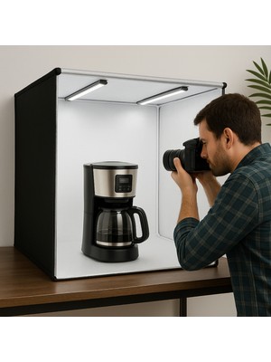Artnest 80X80 cm Profesyonel Pro LED Işıklı Stüdyo Ürün Çekim Çadırı