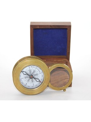 Ttt Ahşap Kutulu Pirinç Mercekli Pusula Model 1