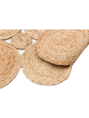 Akbel Halı Solo CA-104 Naturel XW - El Dokuma Yuvarlak Jüt Hasır Halı Çift Taraflı