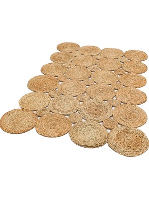 Akbel Halı Solo CA-104 Naturel XW - El Dokuma Yuvarlak Jüt Hasır Halı Çift Taraflı