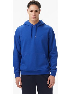 Nautica Erkek Mavi Classic Fit Kapüşonlu Sweatshirt