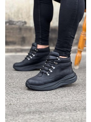 Elma Shop Kömür Cilt Yüksek Taban Yarım Bilek Bot