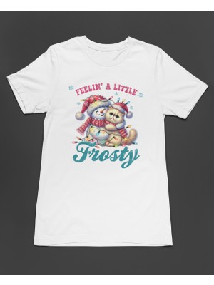 Bumeta Frosty Snowman & Cat Hoodie Noel Unisex Tişört T-Shirt