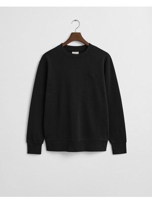 Gant Erkek Siyah Regular Fit Bisiklet Yaka Sweatshirt