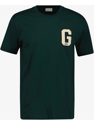 Gant Erkek Yeşil Regular Fit Bisiklet Yaka Logolu T-Shirt