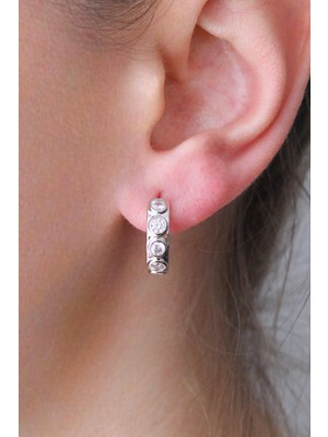 Nenya Vıp Çelik Zirkon Taş Işlemeli 6'lı Halka Küpe