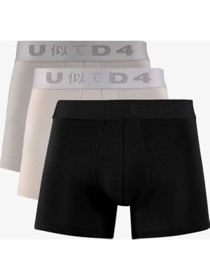 United4 Unıted4 Classic Erkek Siyah/gri 3'lü Boxer
